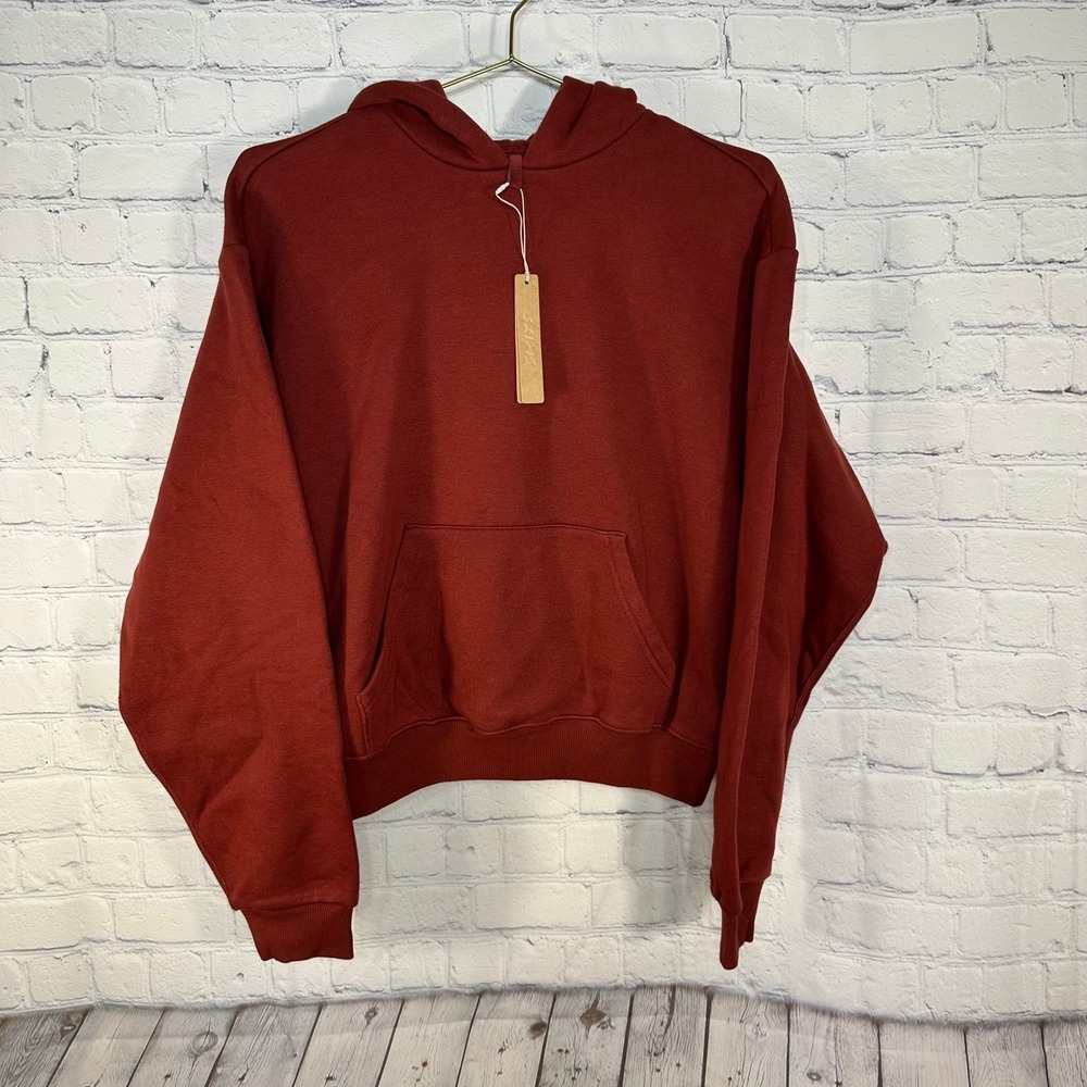 New SKIMS Cotton Fleece Classic Pullover Hoodie Merlot Red XS PL-PLO-8365W NWT